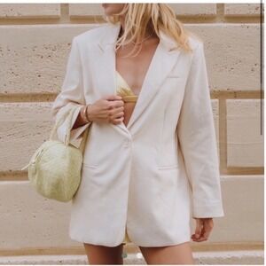 Daily Drills NWTOversized Blazer Cream Off White Single Button Jacket Size M/L